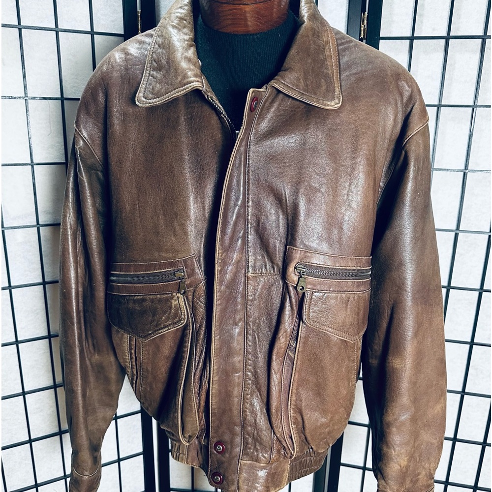Adler Authentic Vintage Brown Bomber Aviator Jacket